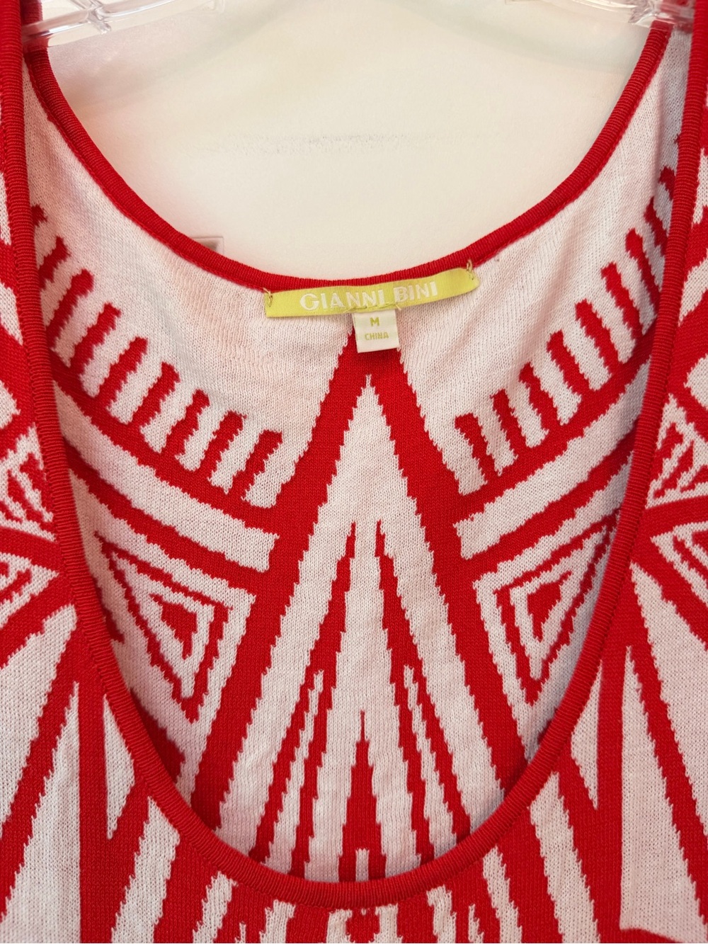 Gianni Bini woven knit tank midi dress, Red and White Bodycon Fit, Sz M - Picture 3 of 15